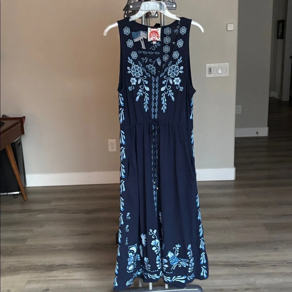 Johnny Was V-Neck Drawstring Knit Dress (Size M) - Picture 2 of 14